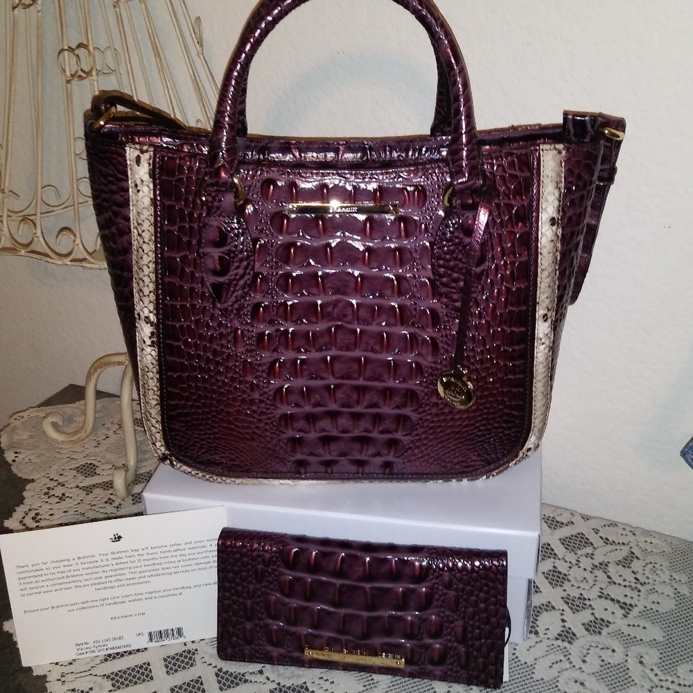 💜Brahmin Fig Moliere Small Lena & Fig Ady Set💜